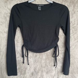 Black Long Sleeve Adjustable Crop Top